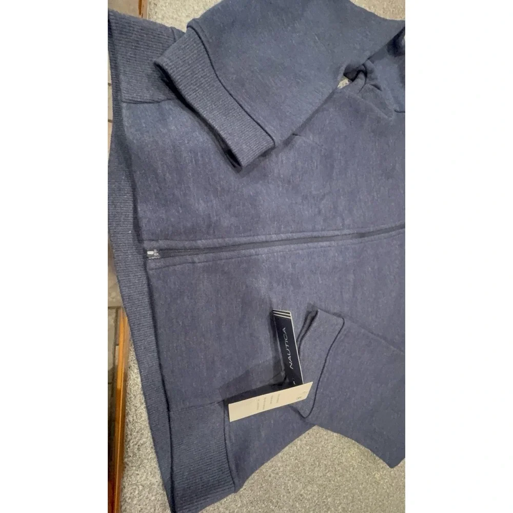 NEW boys kids size 10/12 Nautica zip up hoodie sweatshirt. Color: heathered navy